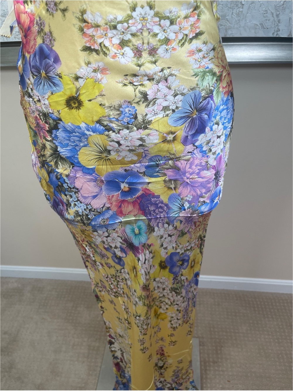 CAMILLA Bias Floral Frill Rosette Yellow Slip Dress Size Small - Picture 10 of 13